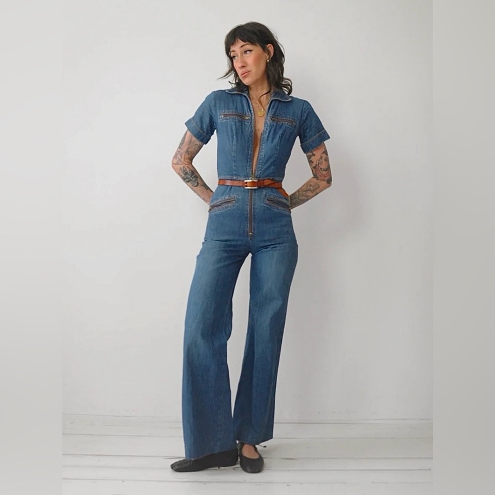 Vintage 1970's Denim Pocket
Jumpsuit